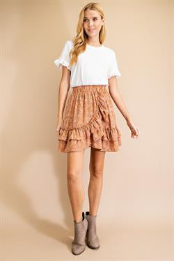 LLove Ruffled tiered floral print skirt