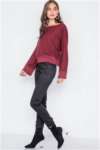 Burgundy side button sweater