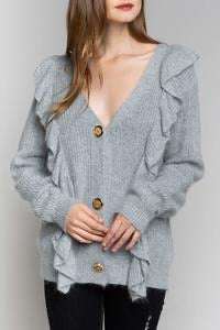 POL Ruffle button front cardigan