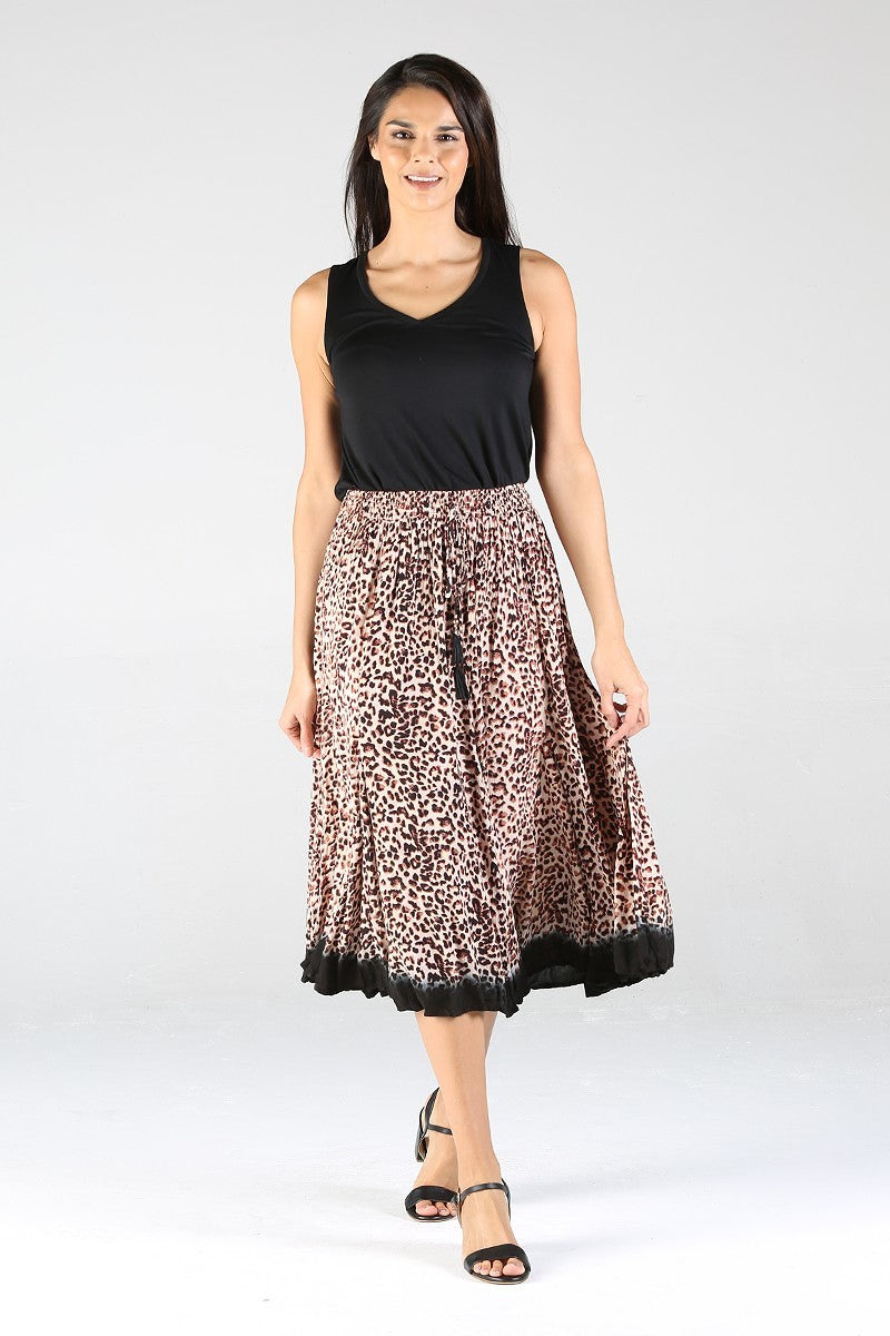 Leopard print ombre crinkle skirt
