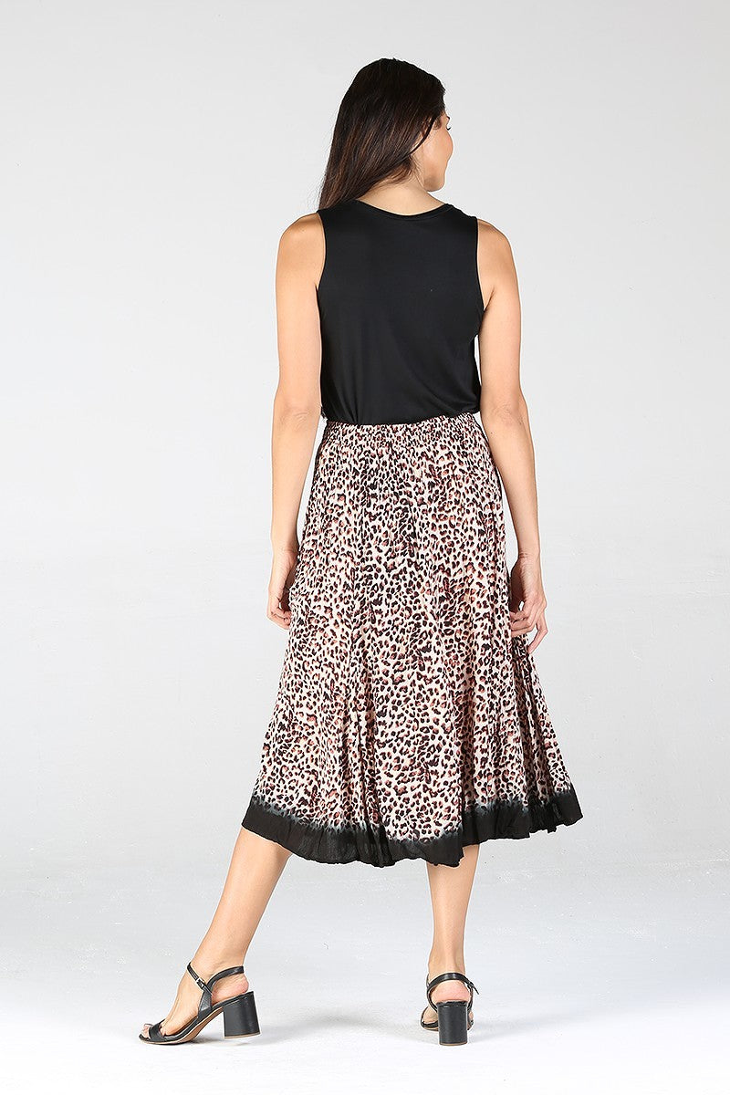 Leopard print ombre crinkle skirt