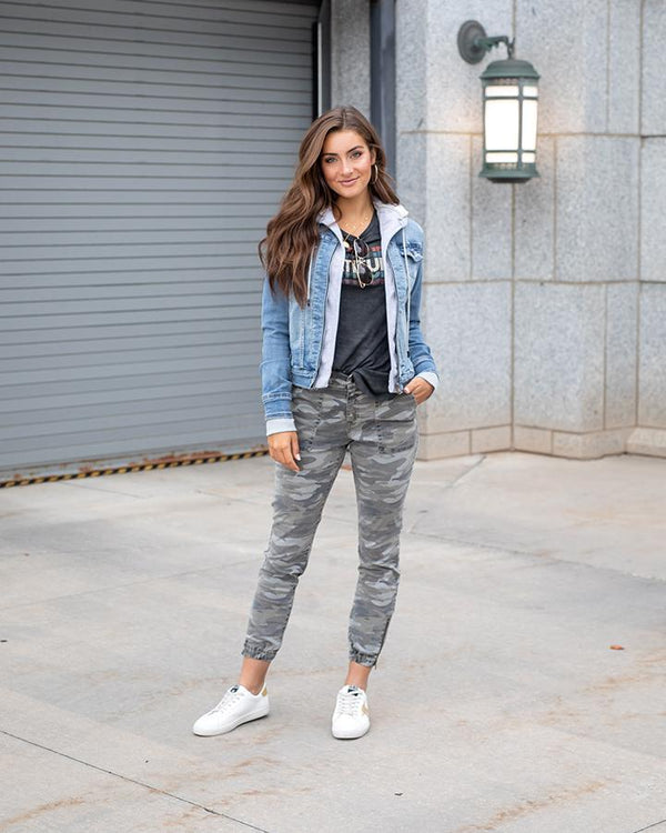 Grace &amp; Lace Twill Sueded Joggers